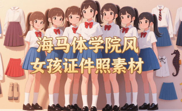 海马体学院风女孩西装证件照素材！自制证件照或者影楼均可使用，72款PSD素材-KK资源网