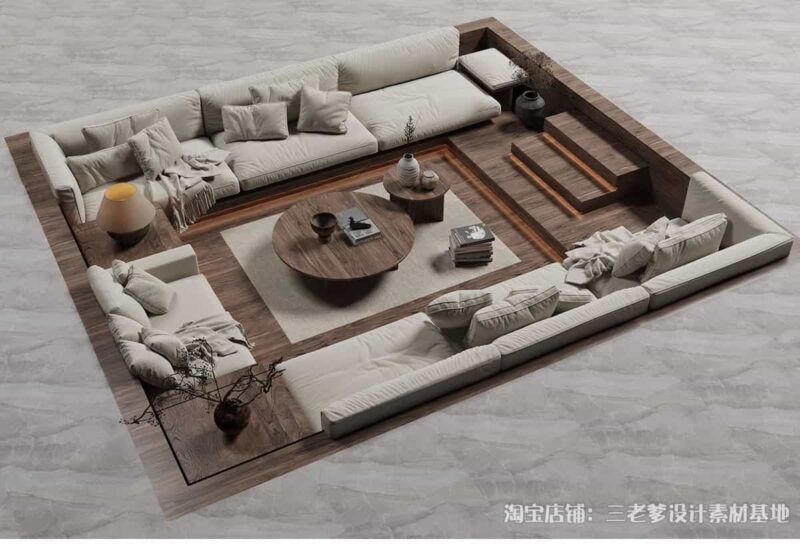 图片[3]-中古风单体su模型沙发椅子柜子床具侘寂家装室内设计草图大师素材-KK资源网