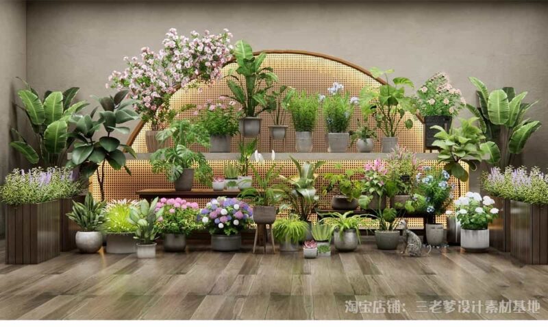 图片[5]-花架盆栽装饰架su模型花卉绿植室内阳台造景架子摆件植物草图大师-KK资源网