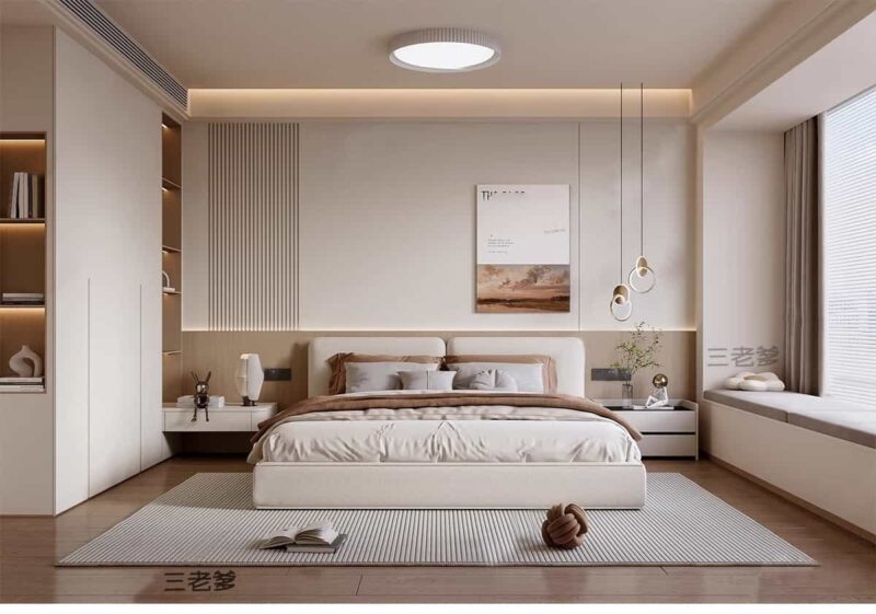 图片[3]-卧室家装室内设计su模型家具现代极简侘寂奶油风sketchup草图大师-KK资源网