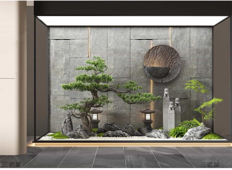 图片[7]-室内造景SU模型现代禅意新中式日式庭院小品别墅天井植物草图大师-KK资源网
