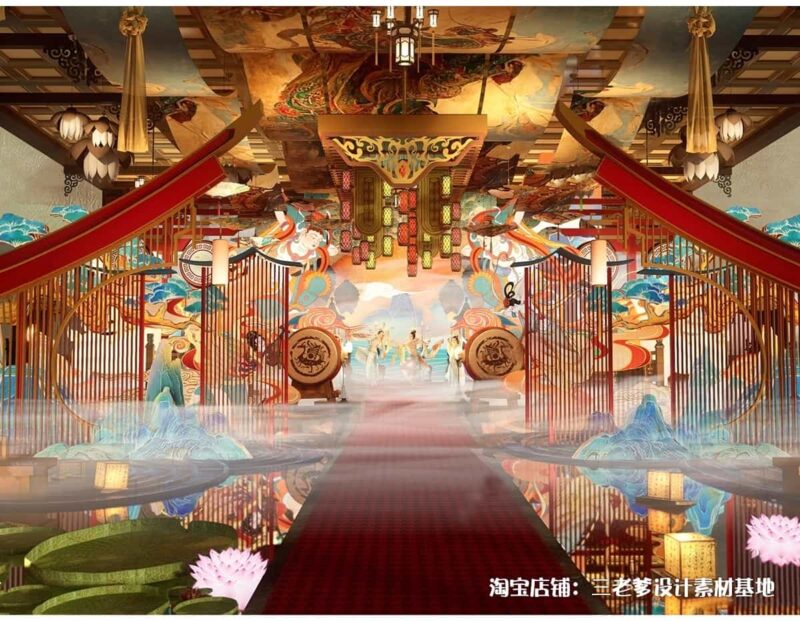 图片[7]-中式古风敦煌大唐文化壁画艺术元素SU模型集市美陈长廊展厅博物馆-KK资源网