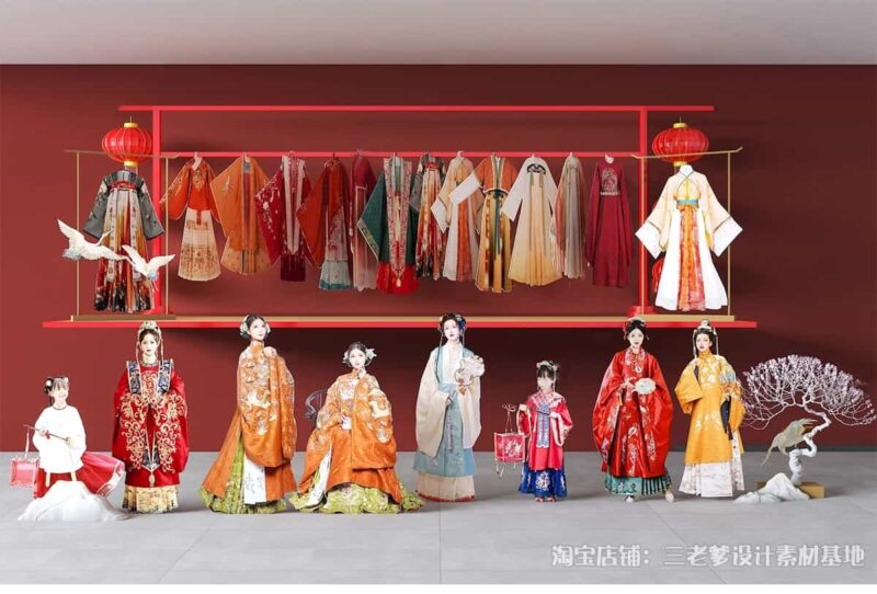 图片[5]-汉服旗袍服装店SU模型文创商店唐宋传统文化古装服饰展厅草图大师-KK资源网