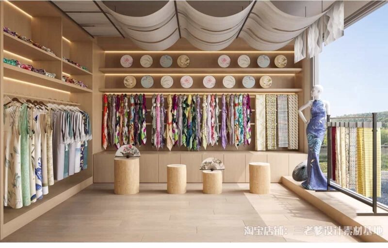图片[6]-汉服旗袍服装店SU模型文创商店唐宋传统文化古装服饰展厅草图大师-KK资源网