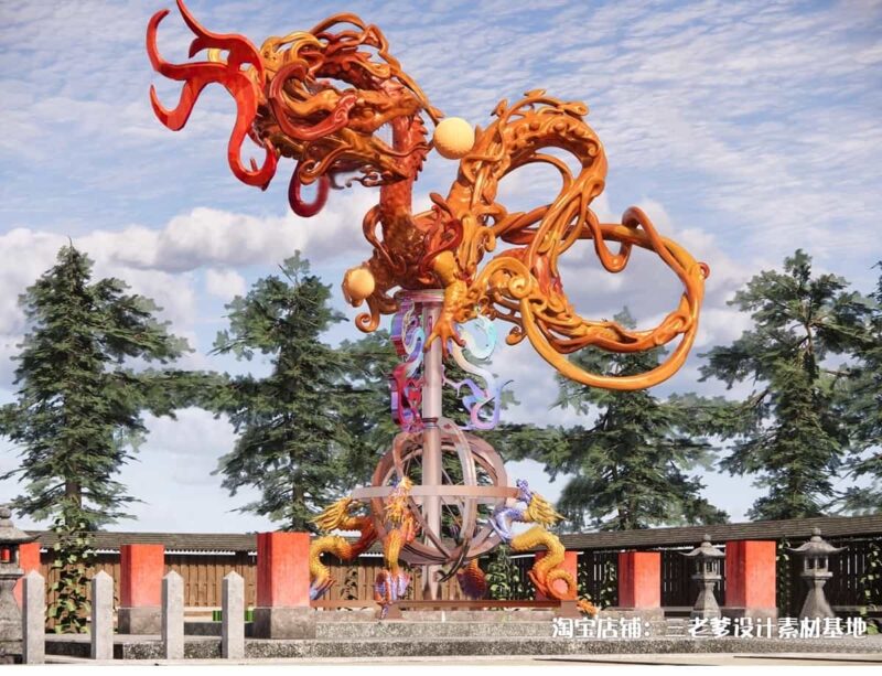 图片[4]-中式古代神兽龙王石雕SU模型中国风水景雕塑印章图章玉玺草图大师-KK资源网