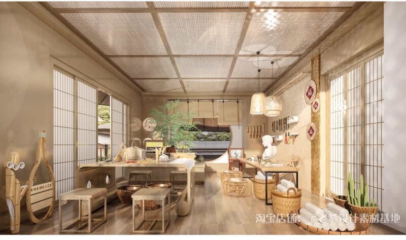 图片[3]-新中式非遗竹文化展厅SU模型展览馆竹编手工室工作室茶馆草图大师-KK资源网