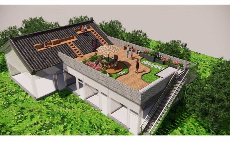 图片[7]-网红建筑屋顶花园SU模型 新中式休闲座椅拍照打卡点景观草图大师-KK资源网