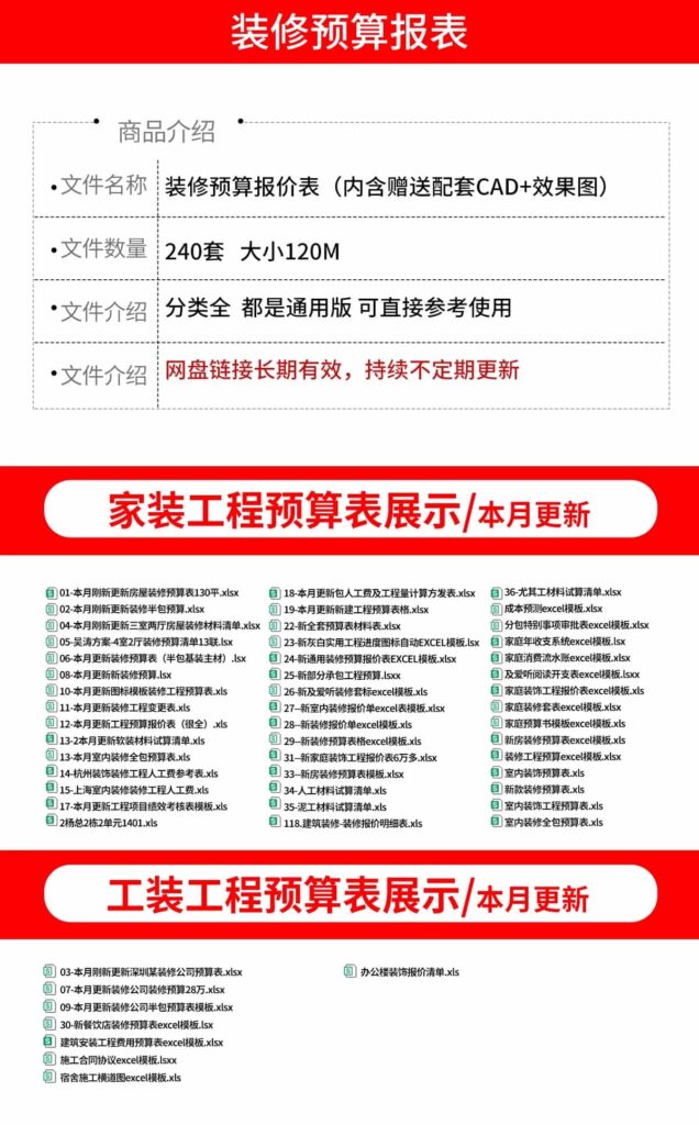 图片[2]-装修预算报价表家装工装公司材料价格表模板施工清单半包全包-KK资源网
